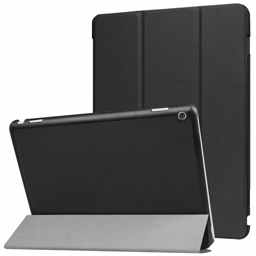 Чехол-обложка MyPads для Huawei MediaPad M3 Lite 10 (BAH-AL00 / W09) тонкий умный кожаный для пластиковой основе с трансформацией в подставку черный case for huawei mediapad m3 lite m3lite 10 10 1 inch bah w09 bah al00 cover flip tablet cover leather smart magnetic stand shell