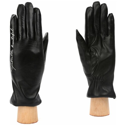 фото Перчатки fabretti, демисезон/зима, натуральная кожа, подкладка, утепленные, размер 6.5, черный