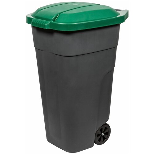 Бак для раздельного сбора мусора с крышкой на колесах 110л зеленый