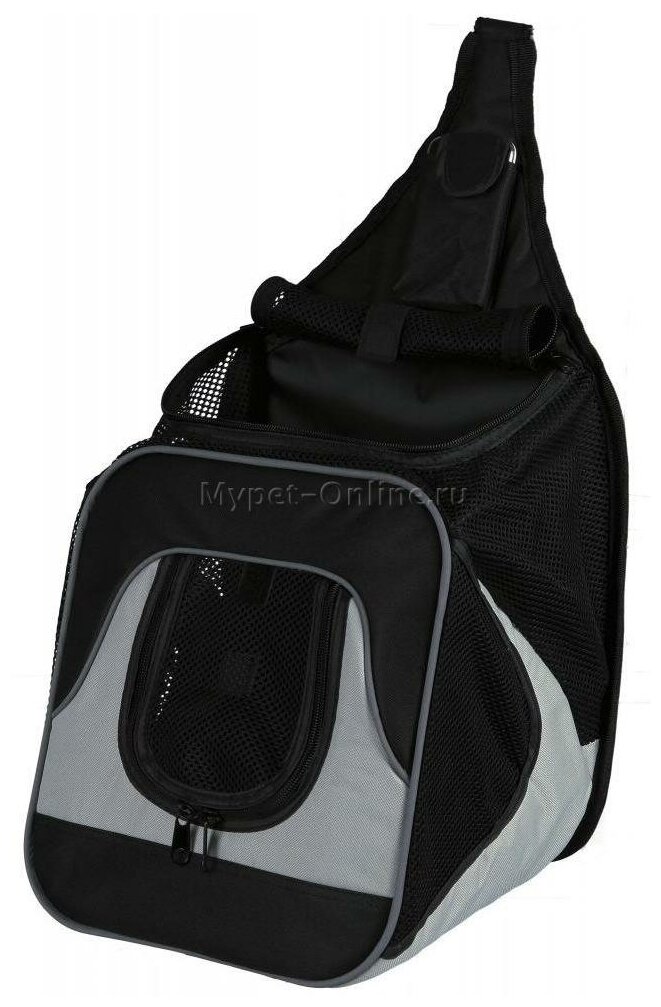 Переноска-рюкзак на груди для собак и кошек Trixie Savina, размер 30х33х26​см, черный / серый