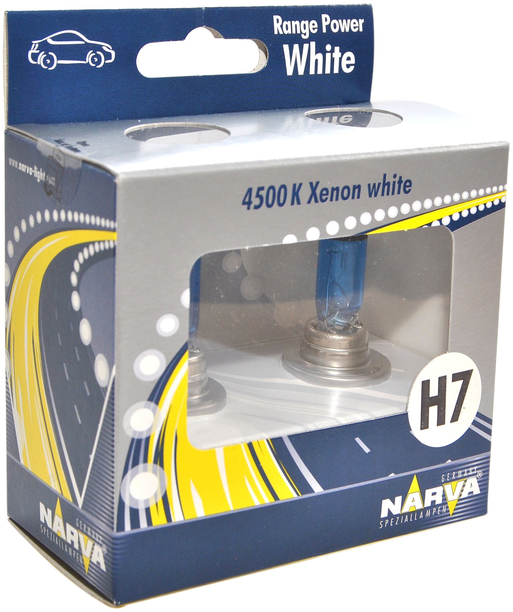 Лампа галогенная Narva Range Power White H7 (PX26d) 12V 55W, 48607, 2 шт