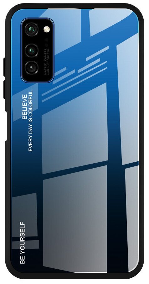 Чехол-бампер Чехол. ру для Huawei P40 стеклянный из закаленного стекла с эффектом градиент зеркальный блестящий переливающийся синий
