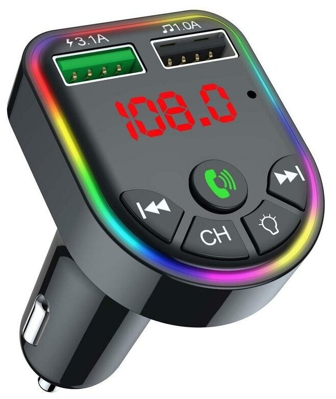 FM-трансмиттер TDS TS-CAF16 RGB (Bluetooth)