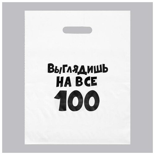 Пакет с приколами, полиэтиленовый, с вырубной ручкой, «Выглядишь на все 100», 31 х 40 см, 60 мкм (20шт.)