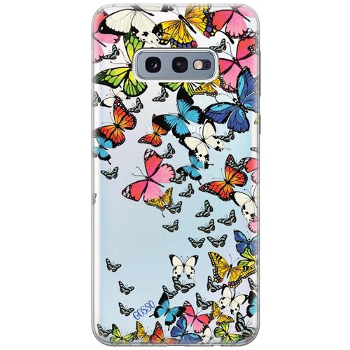 фото Ультратонкий силиконовый чехол-накладка clearview для samsung galaxy s10e с 3d принтом "magic butterflies" gosso