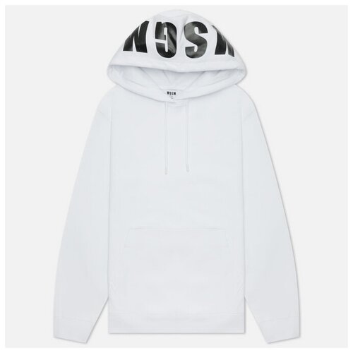 фото Женская толстовка msgm maxilogo basic unbrushed hoodie белый, размер m