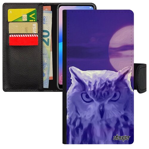 фото Защитный чехол книжка для смарфона // samsung galaxy s8 // "сова" ночной филин, utaupia, голубой