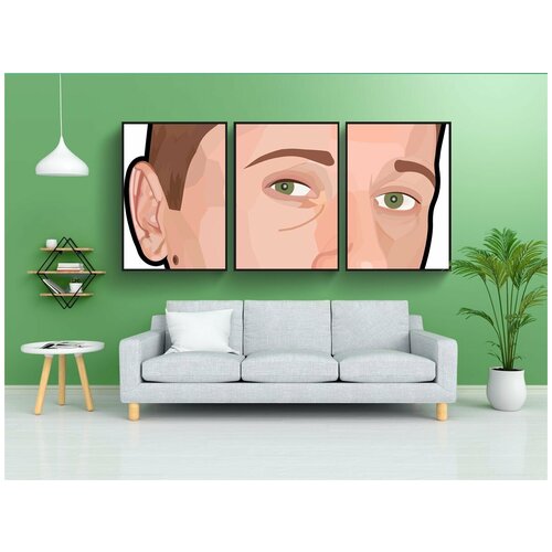 фото Набор модулных постеров для интерьера "человек, лицо, голова" 60x90 см. в тубусе, без рамки lotsprints