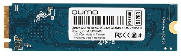 Внутренний SSD-накопитель Qumo Novation 512Gb, M.2 2280, PCIe NVMe, 3D TLC, Черный Q3DT-512GPPH-NM2