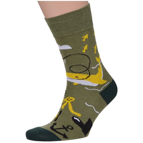 фото Носки unisex st. friday socks "в погоне за косяком", хаки, размер 38-41