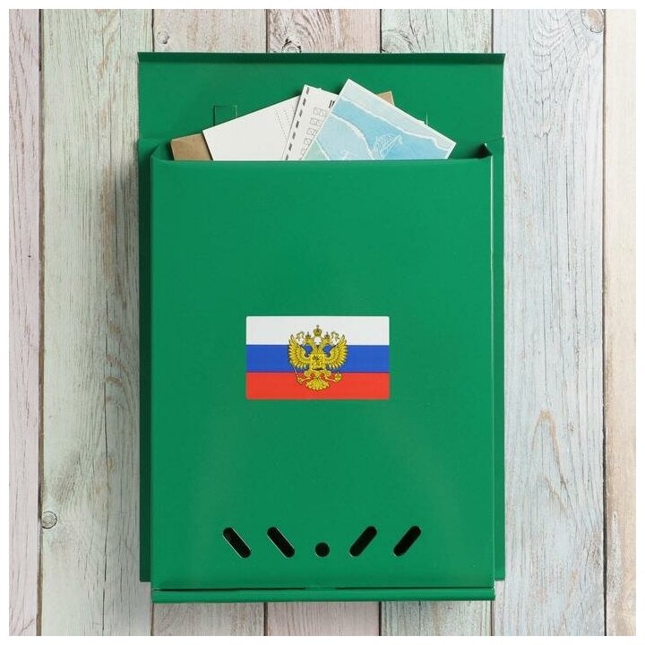 Ящик почтовый «Почта», вертикальный, без замка (с петлёй), зелёный - фотография № 4