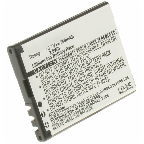 Аккумулятор iBatt iB-B1-M308 750mAh для Nokia BL-4B, BL-4BA, аккумулятор ibatt ib b1 m313 1200mah для blu nokia polaroid texet bl 4d tb bl4d