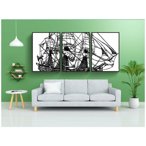 фото Набор модулных постеров для интерьера "судно, лодка, пират" 60x90 см. в тубусе, без рамки lotsprints