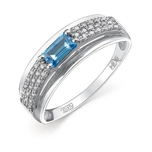 фото Кольцо из белого золота с голубым топазом и фианитами vorobyeva