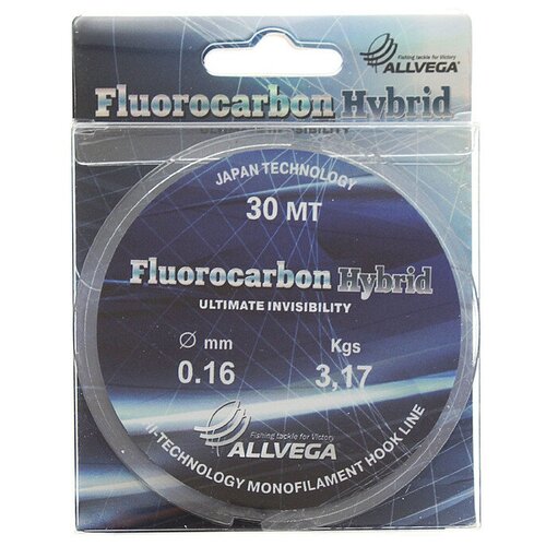 леска power phantom fluorocarbon 3 0 0 28мм 5 7 кг прозрачный 30м Леска ALLVEGA Fluorocarbon Hybrid 0,16 мм, 30 м