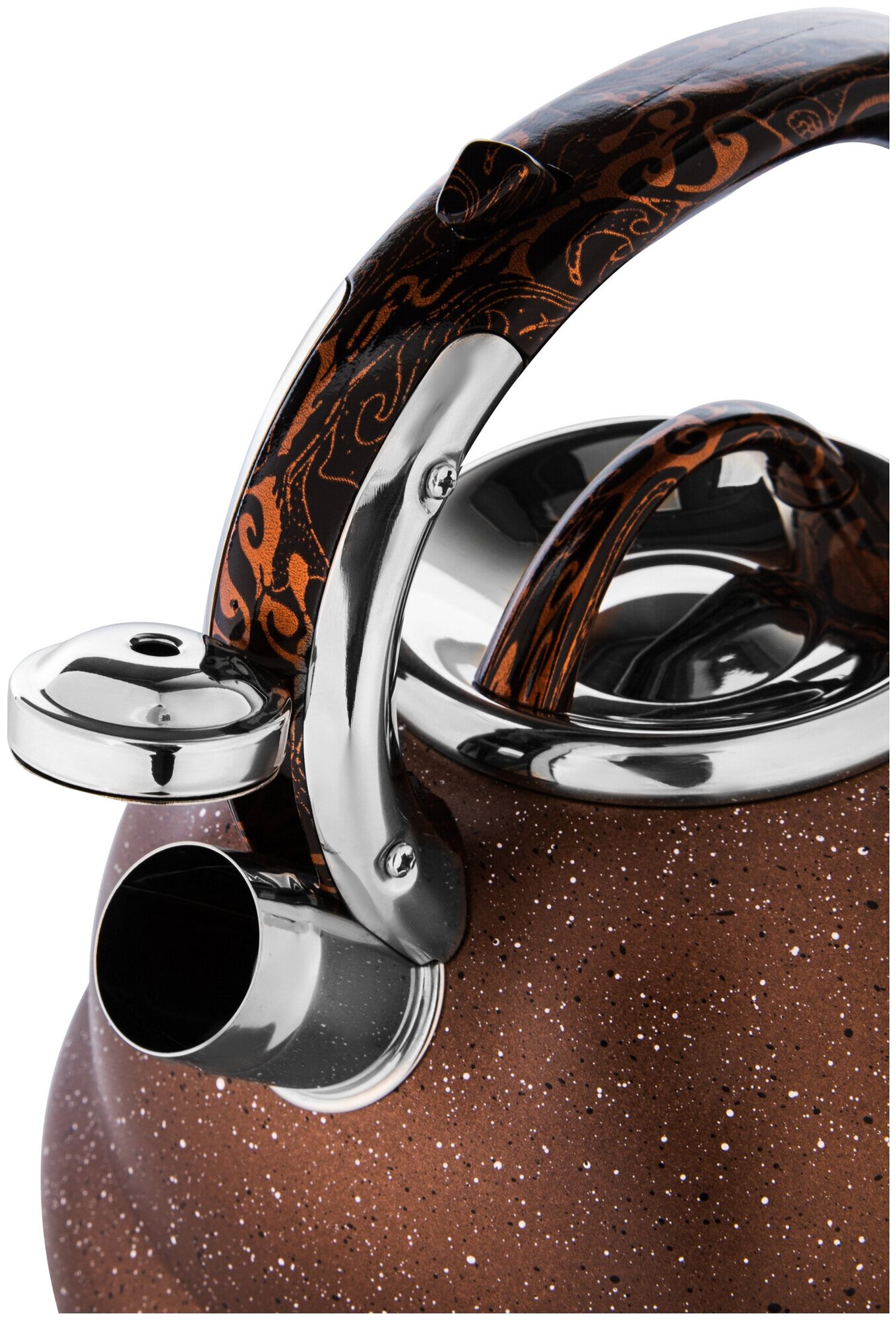 фото Чайник из нержавеющей стали со свистком Hoffmann 4,8 л. Для всех типов плит, для индукционной, газовой плиты