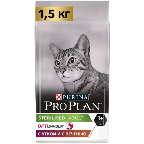 Сухой корм PRO PLAN Sterilised с комплексом OPTIRENAL для кастрированных котов и стерилизованных кошек Утка, Печень 400 г