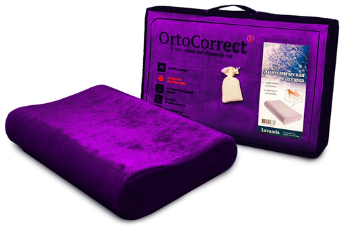 Анатомическая подушка OrtoCorrect «Lavanda» Classic M с регулировкой высоты с лавандовым с 6343701