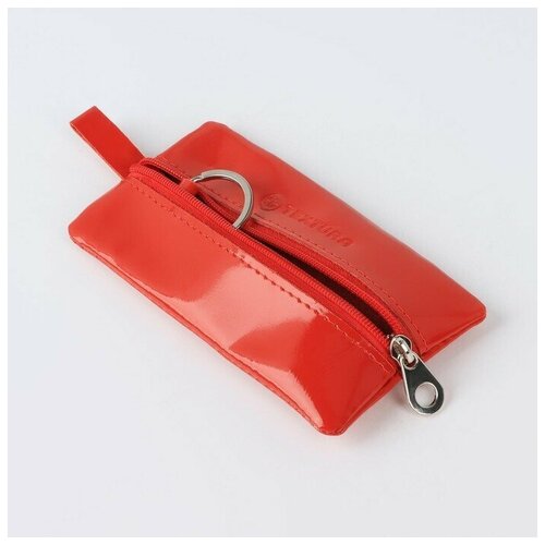 фото Textura ключница на молнии, длина 12 см, металлическое кольцо, цвет красный