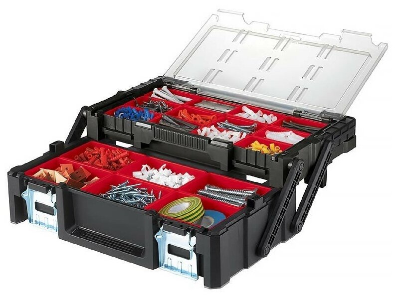 Ящик для инстр. Keter 18 Canti organizer- STD EuroPRO 12отд. черный/красный (237006) - фото №17