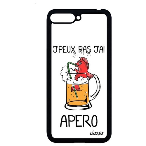 фото Простой чехол на телефон // huawei y6 2018 // "не могу - у меня аперитив!" пиво рисунок, utaupia, белый