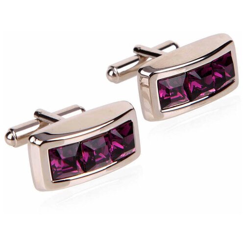 Прямоугольные запонки с яркими кристаллами Mon Art 045