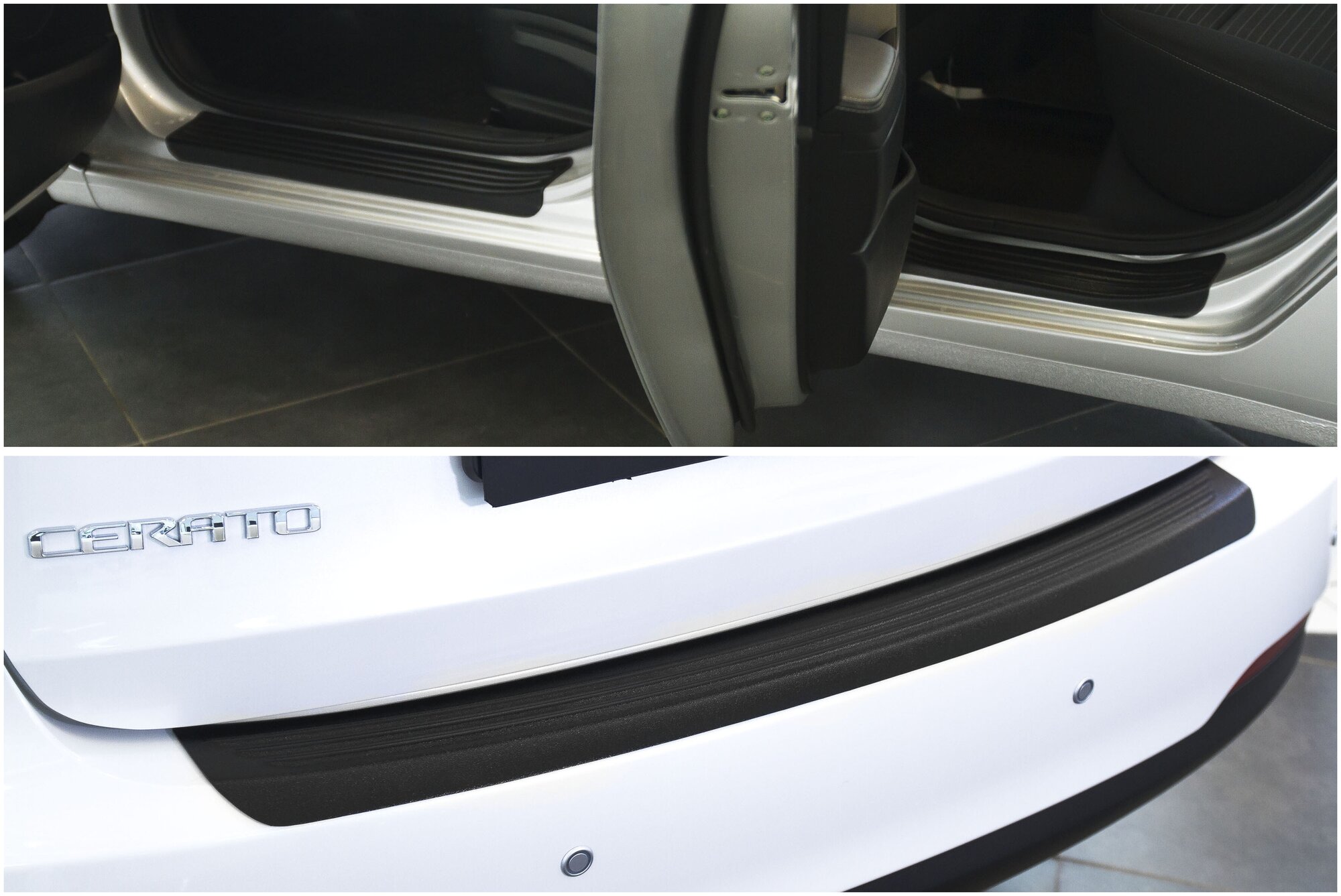 Kia Cerato (седан) 2013-2016 Защитный комплект №1 ( накл. на пороги дверей и задний бампер) ZKK188902
