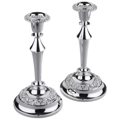 Набор подсвечников для тонкой свечи Queen Anne Роза 2 шт, 21 см, сталь, посеребрение