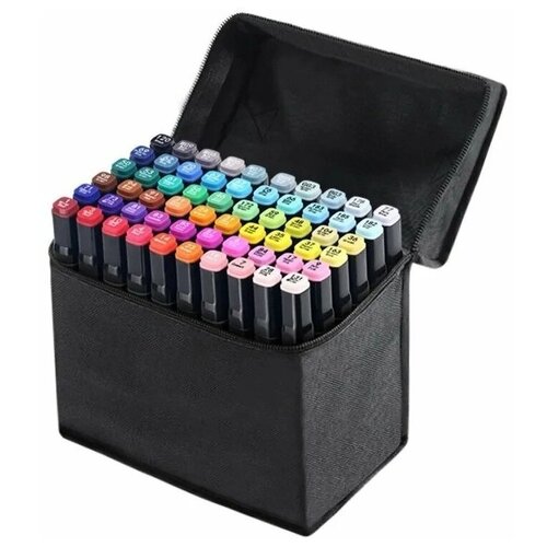 фото Маркеры для скетчинга 60 цветов (набор профессиональных двухсторонних скетч маркеров в чехле)