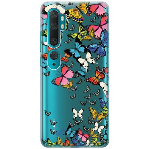 Ультратонкий силиконовый чехол-накладка Transparent для Xiaomi Mi Note 10, Note 10 Pro с 3D принтом Magic Butterflies ультратонкий силиконовый чехол накладка transparent для xiaomi mi note 10 note 10 pro с 3d принтом fox queen