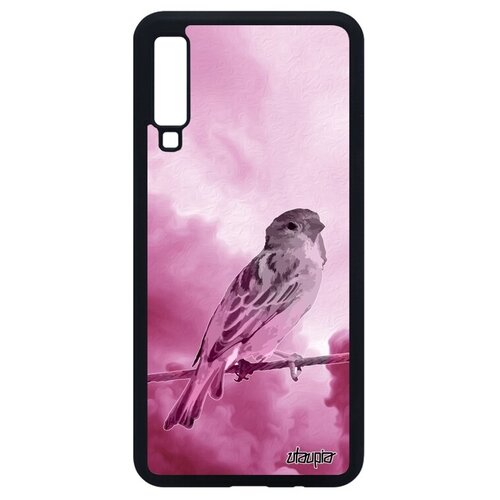 фото Ударопрочный чехол на телефон // samsung galaxy a7 2018 // "воробей" птичка дизайн, utaupia, розовый