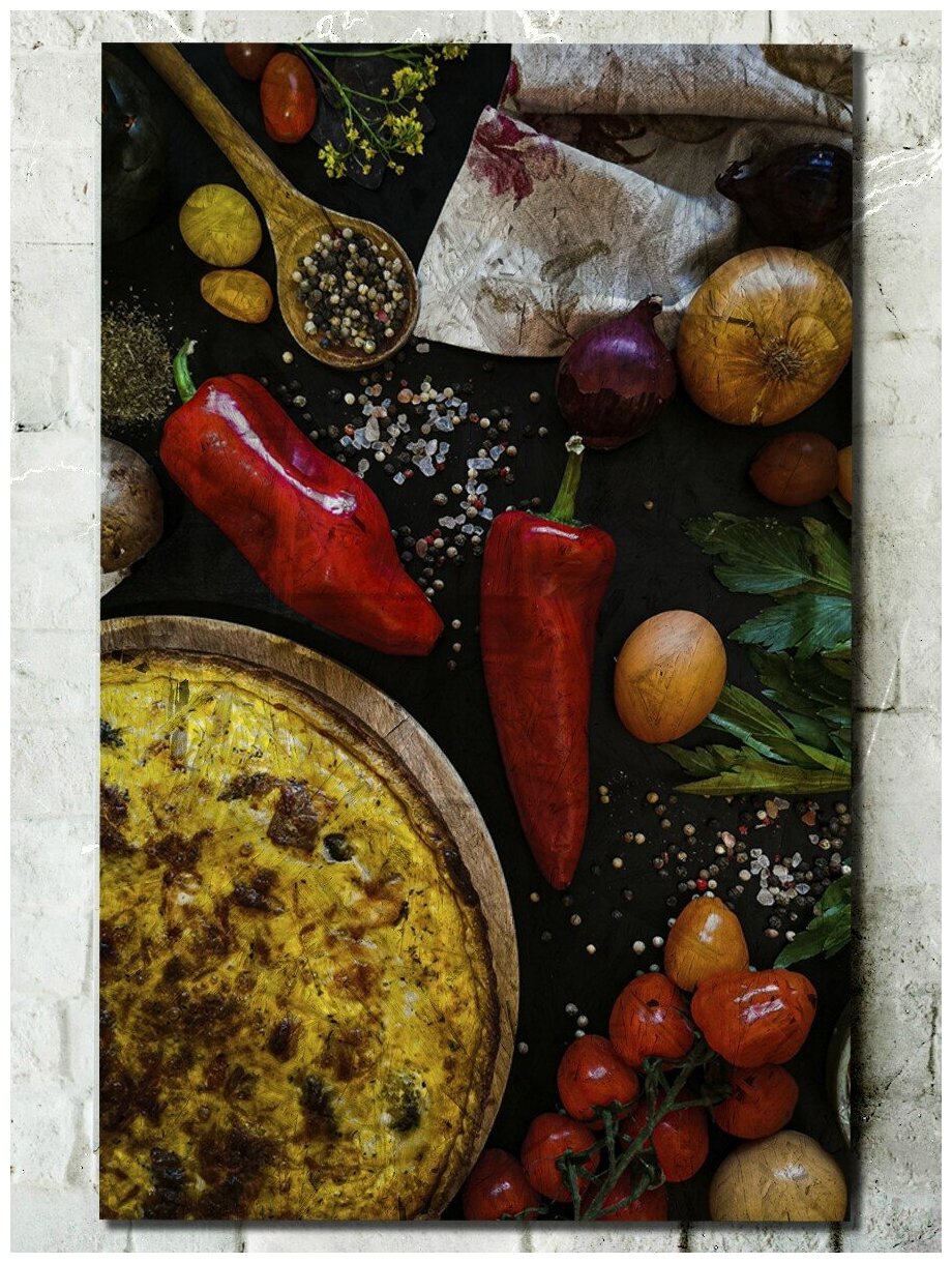Картина интерьерная на рельефной доске Разное Еда (перец, хлеб, блюдо, интерьер, бар, кофейня, food) - 4316