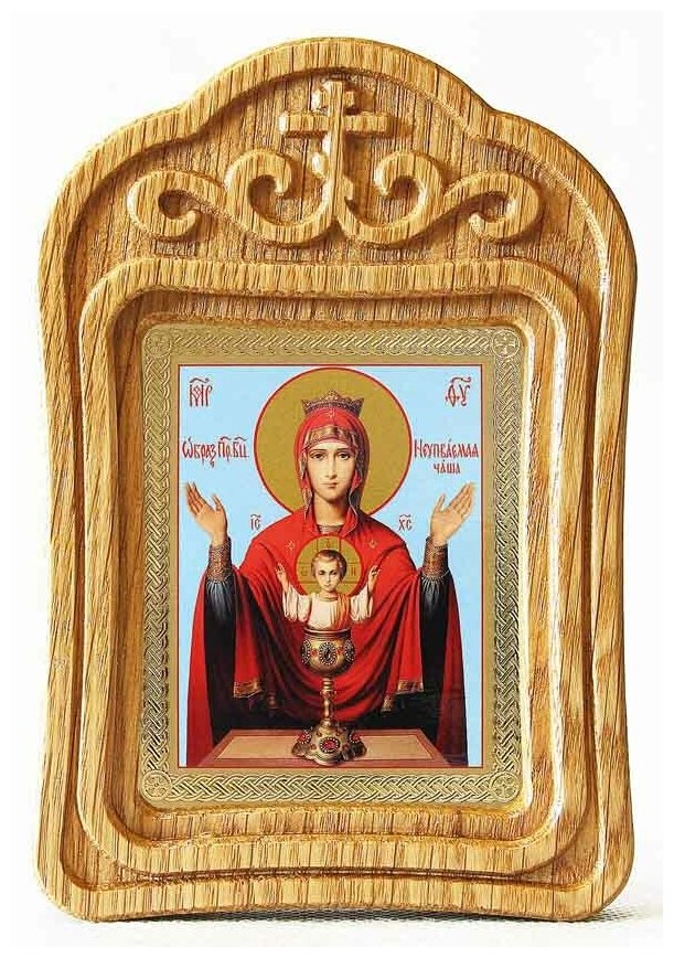 Икона Божией Матери "Неупиваемая Чаша", в резной деревянной рамке