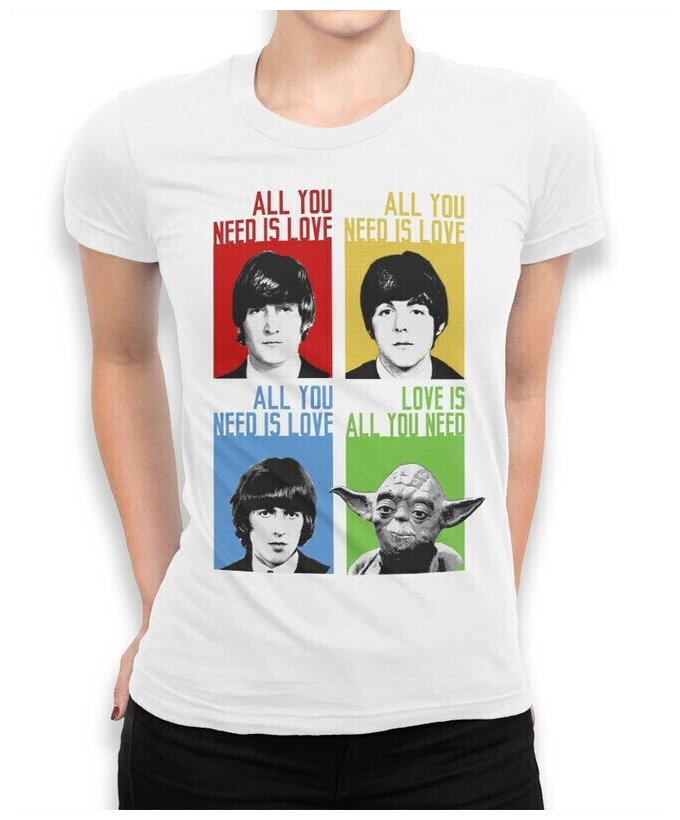 Футболка DreamShirts The Beatles и Йода All You Need Is Love Женская белая 