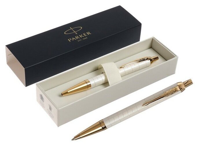 Ручка шариковая Parker Im Premium Pearl GT, чернила синие, жемчужная, подар/уп 2143643