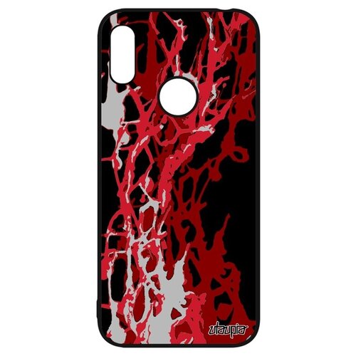 фото Качественный чехол на смартфон // huawei y6 2019 // "огонь" фон абстракт, utaupia, красный