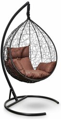 Подвесное кресло-кокон Laura Outdoor SEVILLA черное + каркас (коричневая подушка)