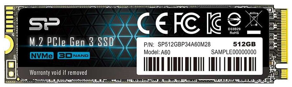 Накопитель SSD 512Gb Silicon Power M-Series SP512GBP34A60M28 PCI-E x4