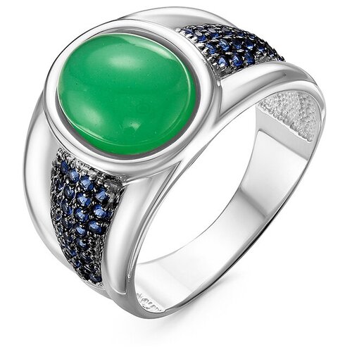 Кольцо Del'ta, серебро, 925 проба, кварц синтетический, размер 18.5, синий, зеленый