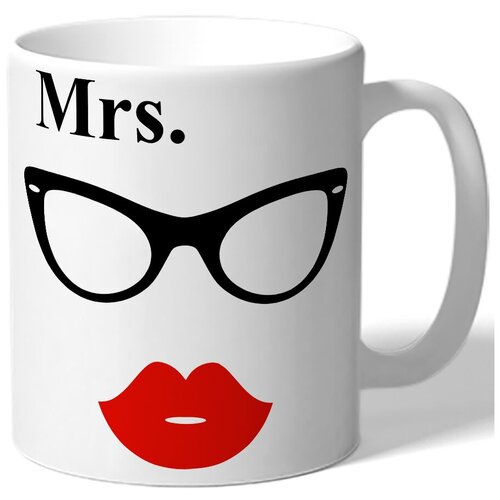фото Кружка белая mrs, очки и губки drabs