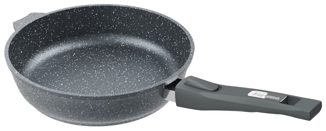Сковорода Мечта Гранит С028701, с антипригарным покрытием, со съемной ручкой и крышкой, серый, диаметр 28 см