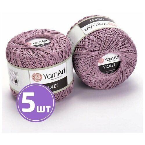 Пряжа YarnArt Ярн Арт Ярнарт Violet тонкая, хлопок 100%, цвет 4931 светлый ковыль 5 шт. по 50 г, 282 м