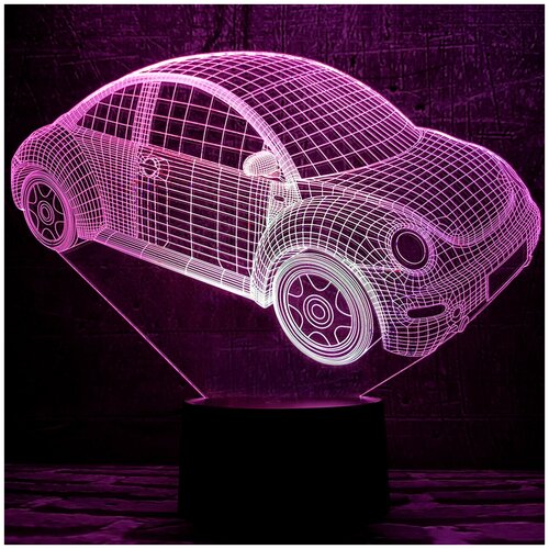 Светодиодный декоративный ночник / Прикроватная ночная лампа / Настольный неоновый светильник 3D mini для декора / Декор комнаты (Car)