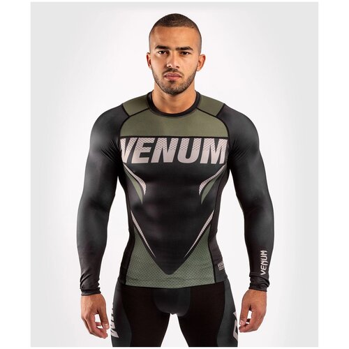 Рашгард Venum One FC Impact, размер S, черный, зеленый