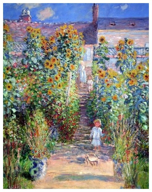 Репродукция на холсте Сад Художника (The Artist's Garden) Моне Клод 50см. x 64см.