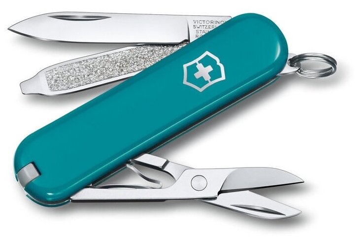 Нож-брелок VICTORINOX Classic SD Colors "Mountain Lake", 58 мм, 7 функций, тёмно-бирюзовый Victorinox MR-0.6223.23G