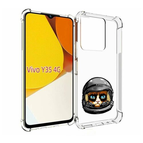 Чехол MyPads кот космонавт для Vivo Y35 4G 2022 / Vivo Y22 задняя-панель-накладка-бампер