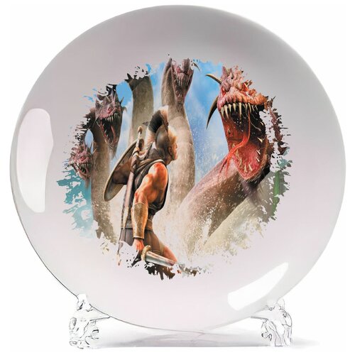 фото Тарелка coolpodarok воин с мечем чудовище гидра