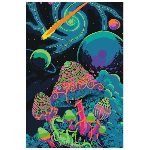 Картина по номерам, Живопись по номерам, 80 x 120, FU25, грибы, психоделический, лес, комета, планеты, космос, поп-арт картина по номерам живопись по номерам 80 x 120 fu25 грибы психоделический лес комета планеты космос поп арт