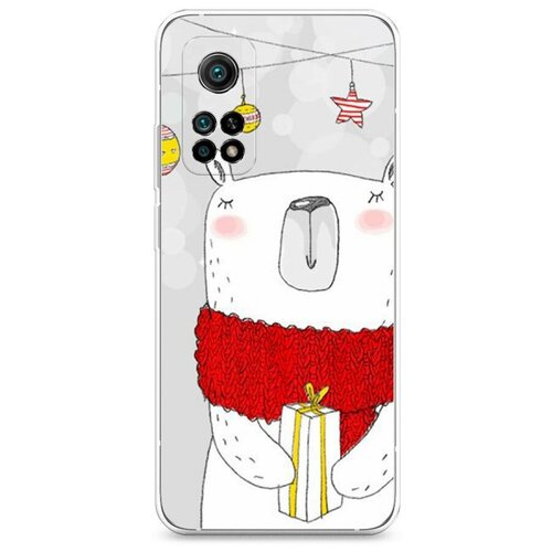 фото Силиконовый чехол "мишка в красном шарфе" на xiaomi mi 10t / сяоми ми 10т case place
